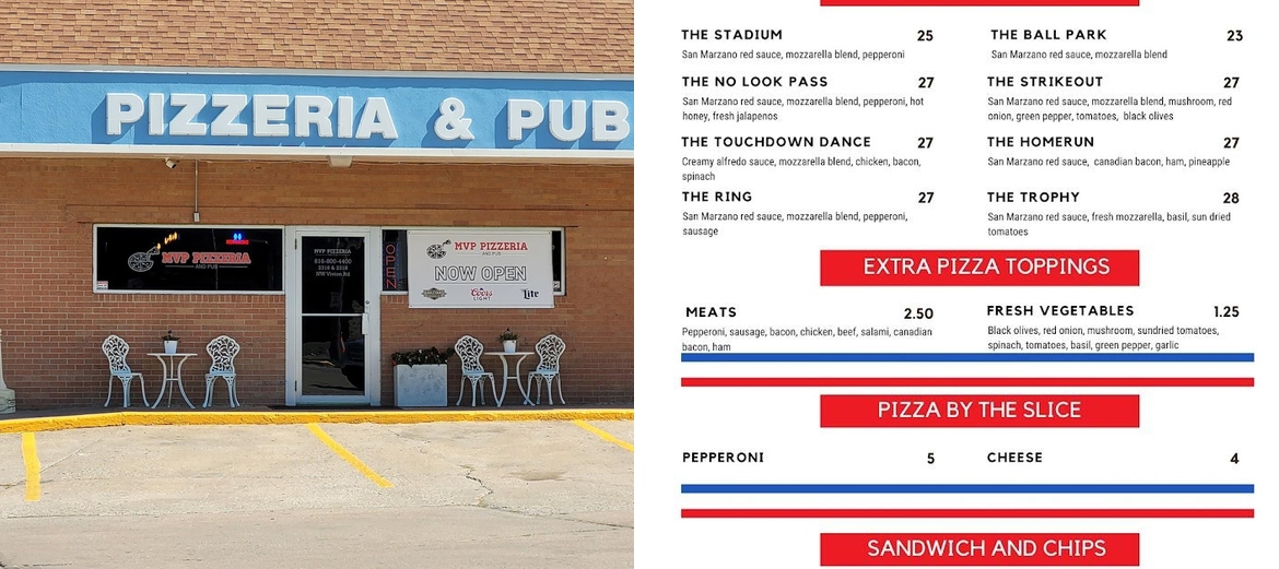 MVP Pizzeria and Pub Menu